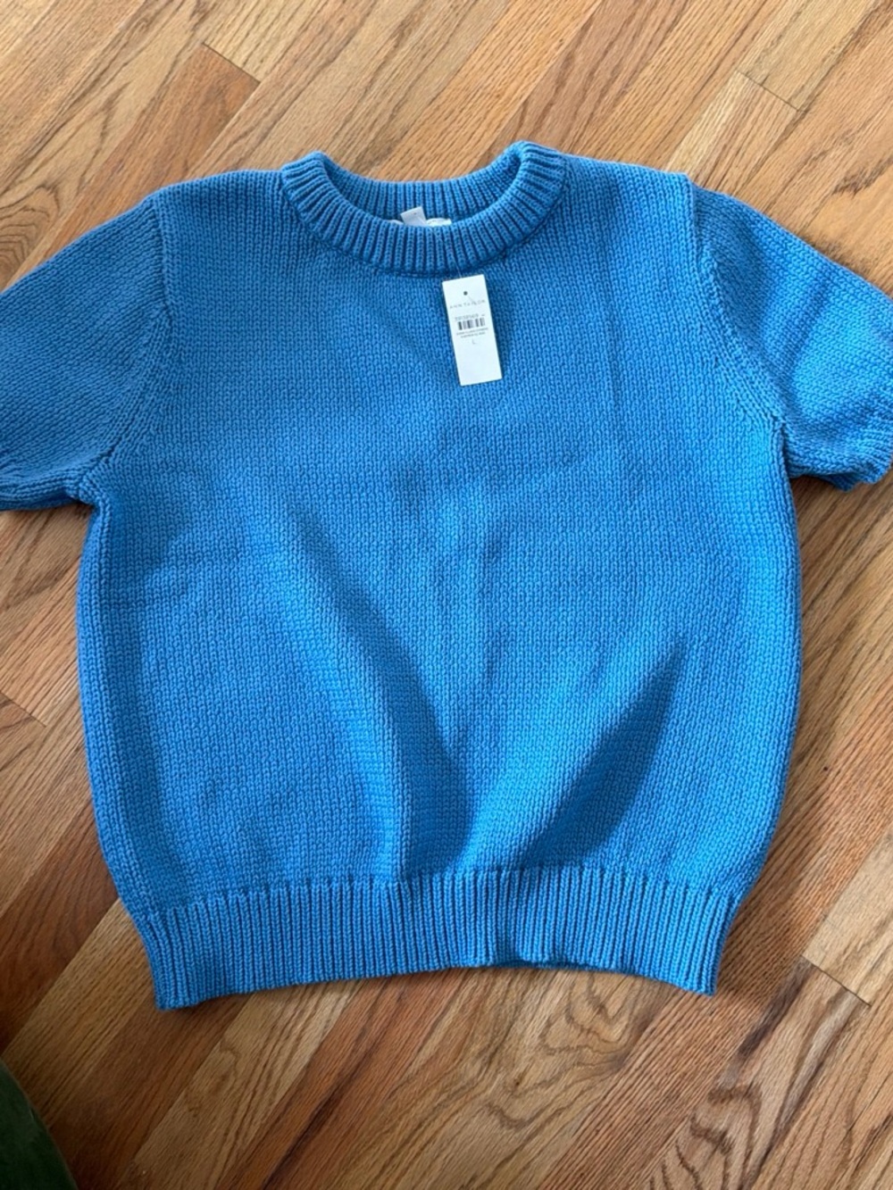 Ann Taylor Weekend Light Blue Ribbed Knit Sweater